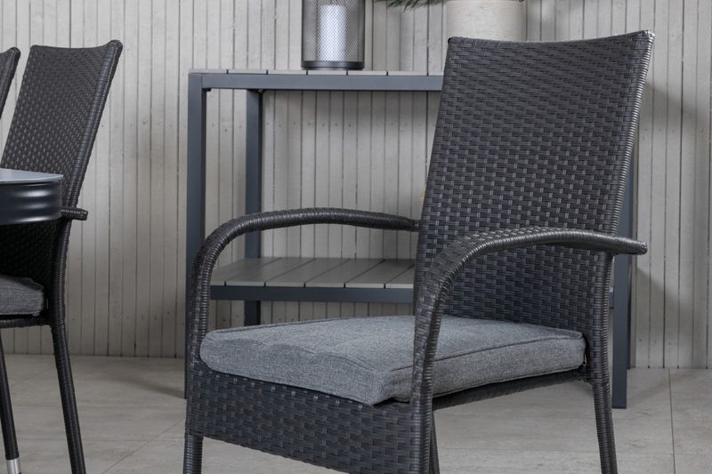 Venture Home Virya & Anna Rektangulärt Matbord 200 x 100 Svart + 6 st Matstolar Svart