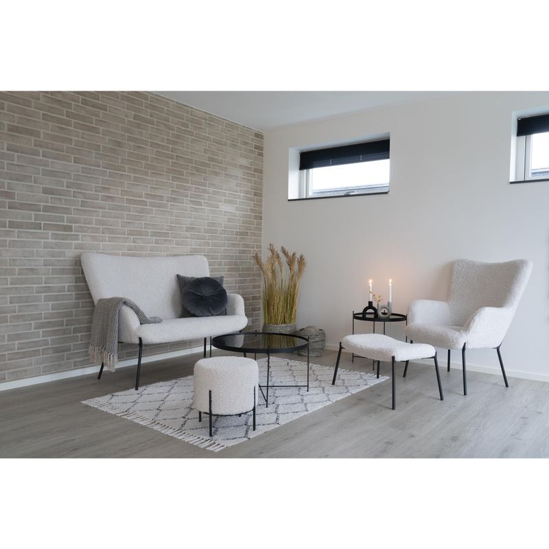 House Nordic Glasgow Fåtölj med fotpall Vit