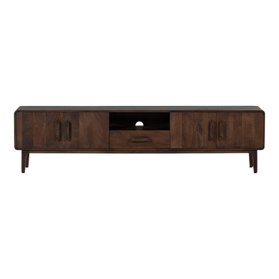 WOOOD LIYA TV-bänk 200 cm i Mangoträ Mörkbrun