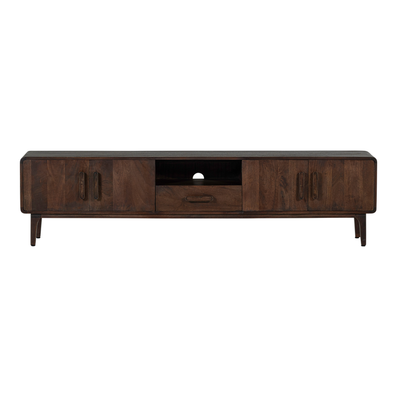 WOOOD LIYA TV-bänk 200 cm i Mangoträ Mörkbrun