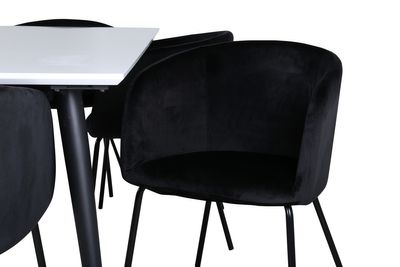 Venture Home Berit & Jimmy 6 st Matstolar Svart + Rektangulärt Matbord 195 x 90 Vit