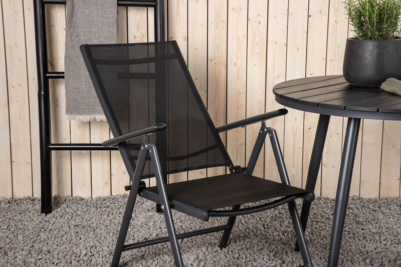 Venture Home Break Runt Matbord ⌀90 Svart + 2 st Positionsstolar Svart