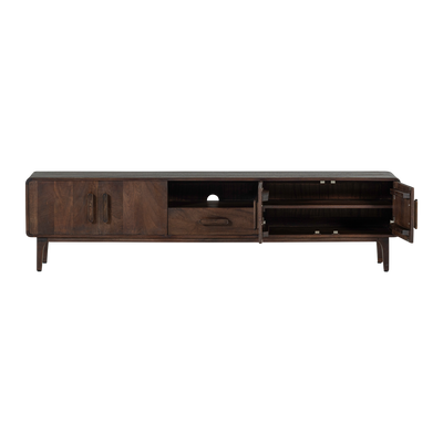 WOOOD LIYA TV-bänk 200 cm i Mangoträ Mörkbrun