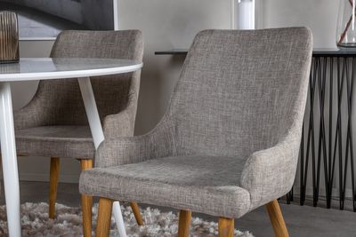 Venture Home Plaza Runt Matbord ⌀100 Vit + 4 st Matstolar Grå