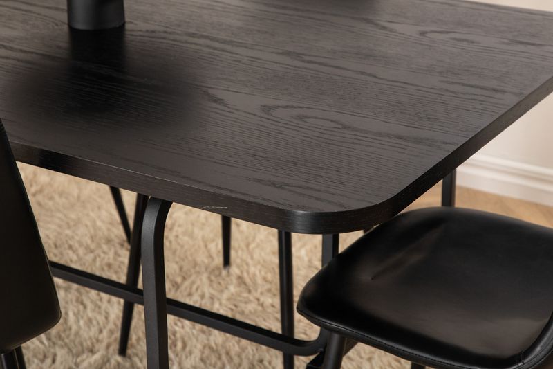 Venture Home Uno & Polar Rektangulärt Matbord 200 x 90 Svart + 6 st Matstolar Svart