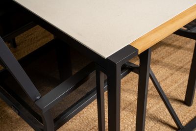 Venture Home Copacabana & Texas 6 st Matstolar Svart + Rektangulärt Matbord 200 x 100 Ljusgrå