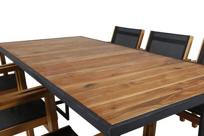 Venture Home Venice & Khung Matstolar 6-pack Natur + Rektangulärt Matbord 200 x 100 Natur