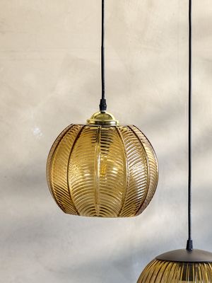Bloomingville Adar Taklampa, Brun, Glas, Ø22xH20 cm