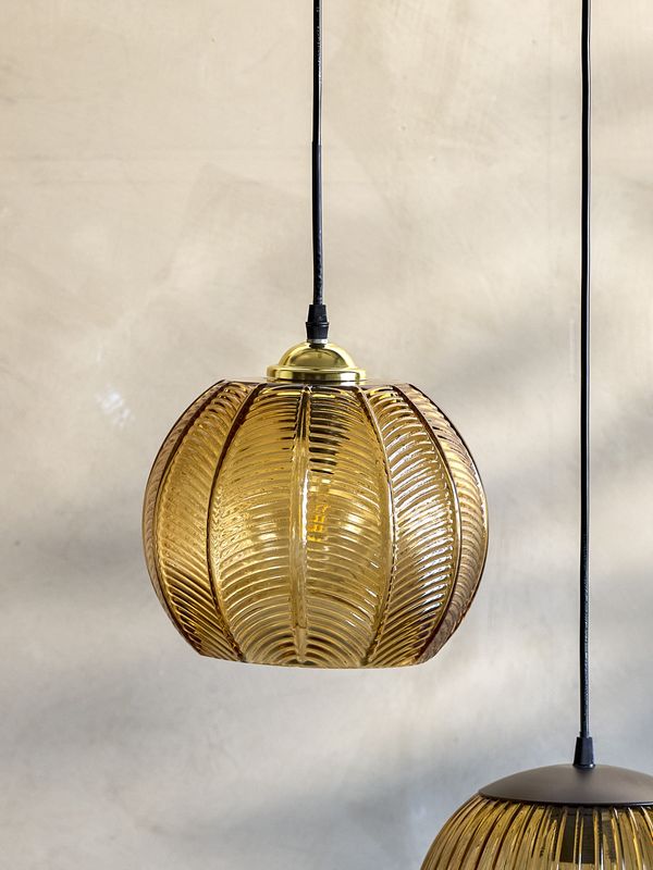 Bloomingville Adar Taklampa, Brun, Glas, Ø22xH20 cm
