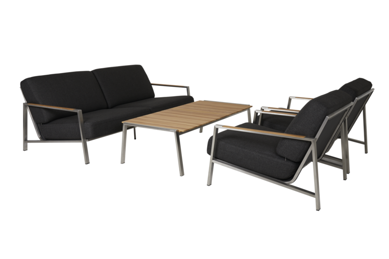 Brafab Naos fåtölj rostfritt stål/nearly black