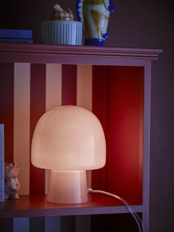 Bloomingville Paddy Bordslampa, Rosa, Glas, Ø20xH26,5 cm