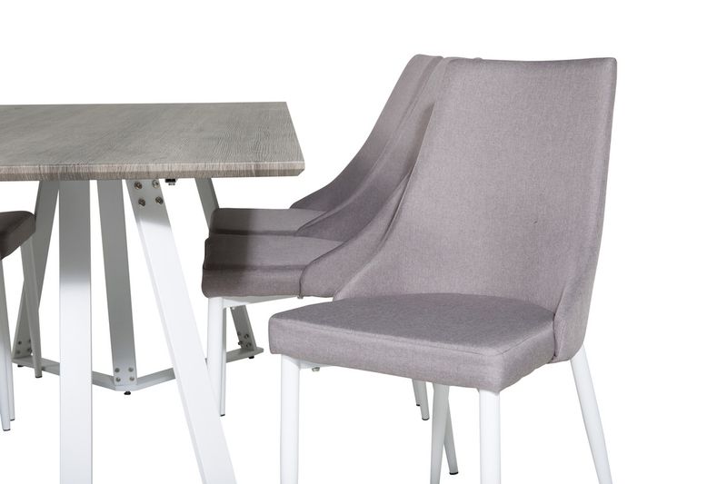 Venture Home Leone & Marina 6 st Matstolar Grå + Rektangulärt Matbord 180 x 90 Grå