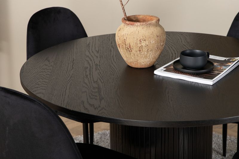 Venture Home Bianca & Polar Runt Matbord ⌀110 Svart + 4 st Matstolar Svart