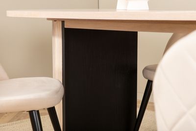 Venture Home Bianca & Velvet Ovalt Matbord 200 x 90 Vitputsad + 4 st Matstolar Beige