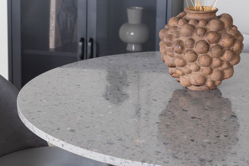 Venture Home Razzia & Velvet Runt Matbord ⌀106 Grå + 4 st Matstolar Grå