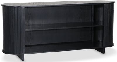 Nova låg bokhylla/sideboard i svartbetsad ek med trälameller