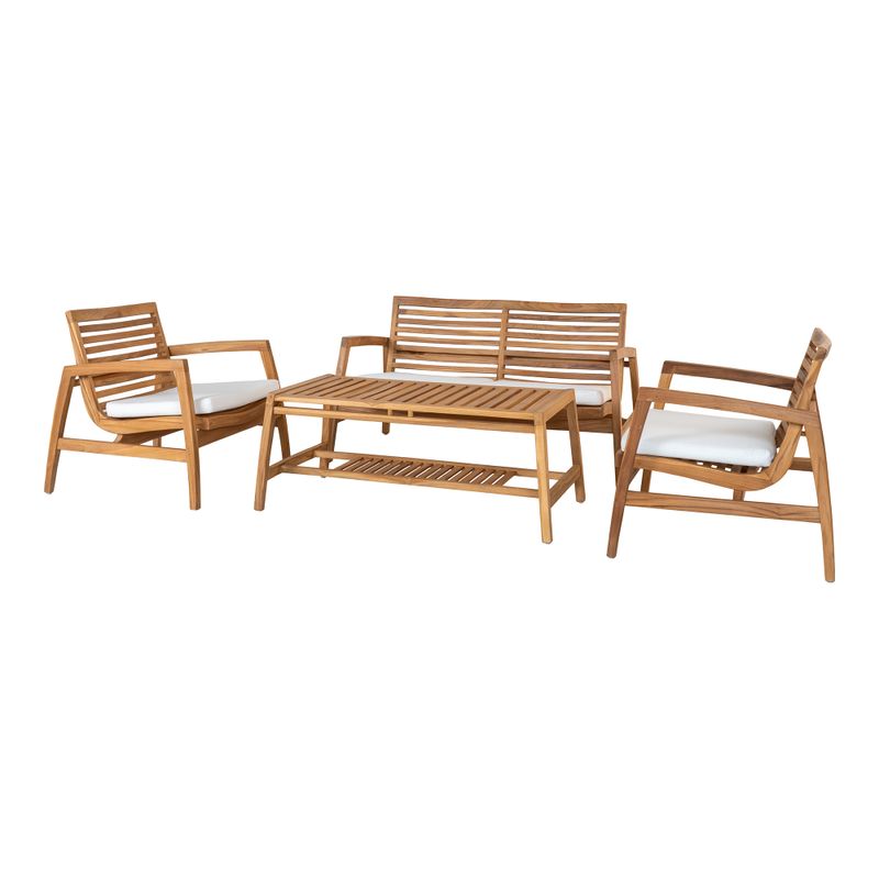 Santander Loungeset - Loungeset, teak, natur, inkl. kuddar