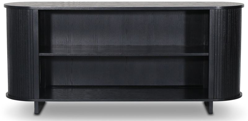 Nova låg bokhylla/sideboard i svartbetsad ek med trälameller