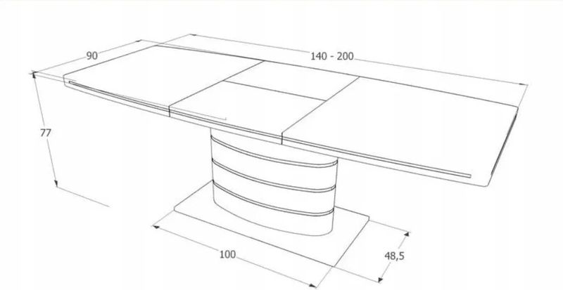 Caldwell utdragbart matbord i vit högglans 180-240x100 cm