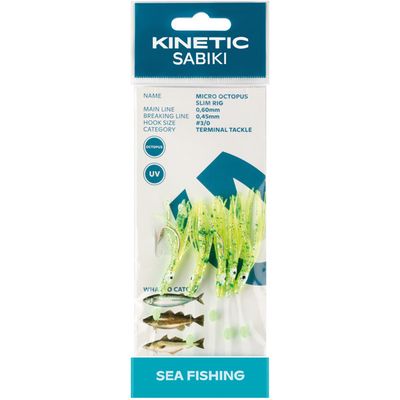 Kinetic Sabiki liten bläckfisk makrill/torsk, Grön/glitter