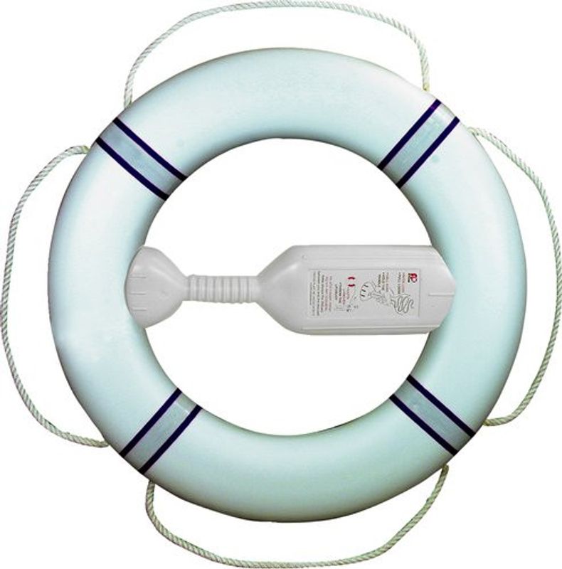 Livboj FP380 Vit boj, marinblå reflexband
