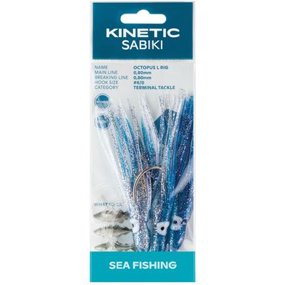 Kinetic Sabiki bläckfisk torsk/sej, Blå/glitter