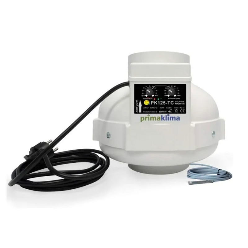 Prima Klima kanalfläkt 125-TC (400m³/h - 125mm) Med inbyggd fläkt kontroller