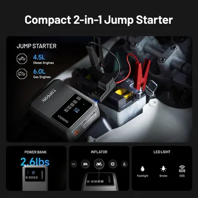 STARTBOOSTER MED KOMPRESSOR - TOPDON V1200Air