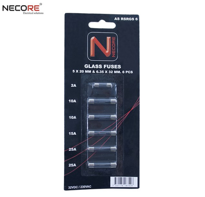 SÄKRINGSSORTIMENT, GLAS, 6 st