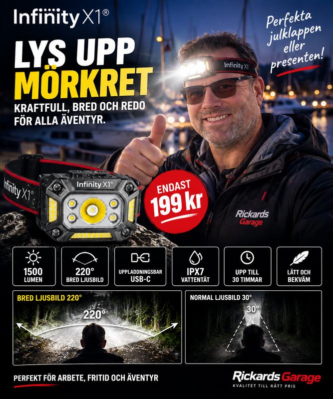 Infinity X1 – Uppladdningsbar pannlampa 1500 lumen