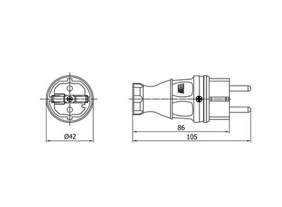 Stickpropp jordad 16A Schuko IP44