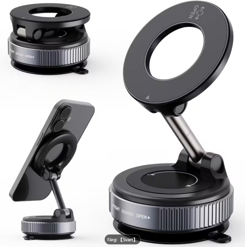 K007 Magnetisk Mobilhållare för Bil – Kraftfull Magnet, Vakuumfäste & 360° Rotation