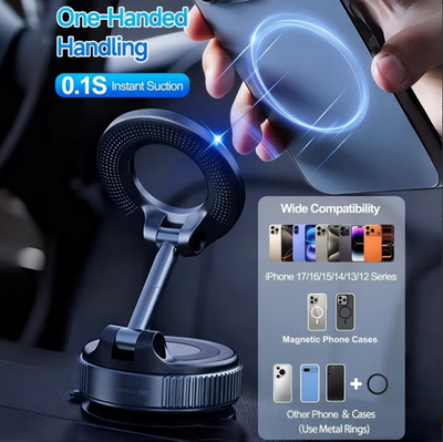 K007 Magnetisk Mobilhållare för Bil – Kraftfull Magnet, Vakuumfäste & 360° Rotation