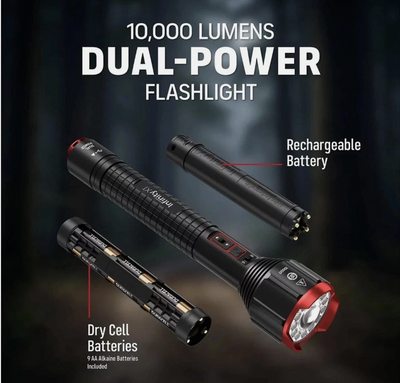 Infinity X1 Ficklampa 10 000 Lumen – Uppladdningsbar LED med 805 m Räckvidd