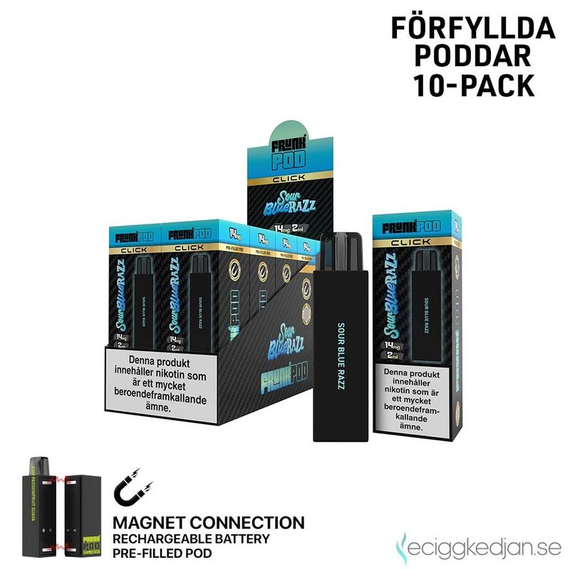 Frunk Pod Click Mesh | Sour Blue Razz | Förfylld Pod | 10pack
