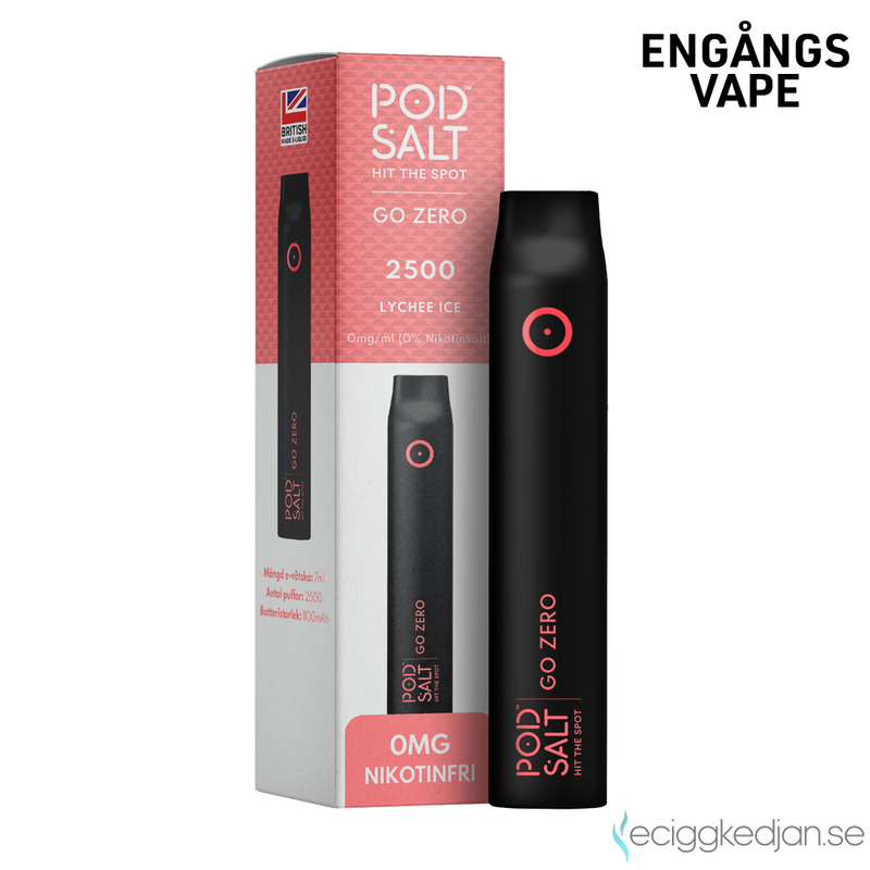 Pod Salt Go ZERO 2500 | Lychee Ice | Engångsvape | OBS!! Utgånget Datum