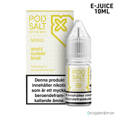 Pod Salt Nexus | White Gummy Bear | 10ml E-Juice | OBS!! Kort/Utgånget Datum