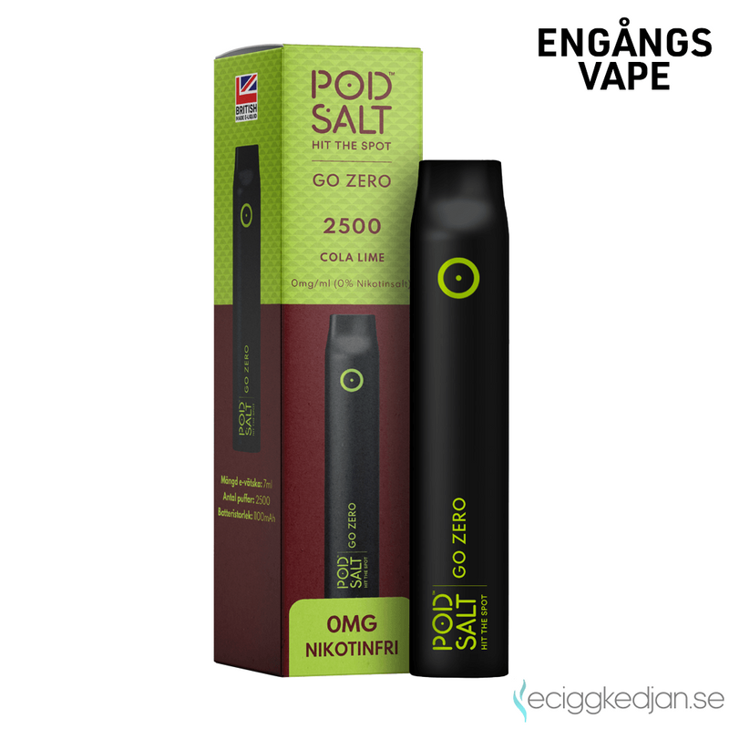 Pod Salt Go ZERO 2500 | Cola Lime | Engångsvape | OBS!! Utgånget Datum
