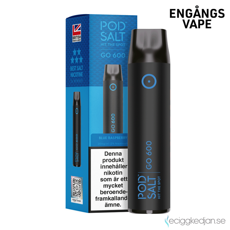 Pod Salt GO 600 | Blue Raspberry | Engångsvape | OBS!! Utgånget Datum
