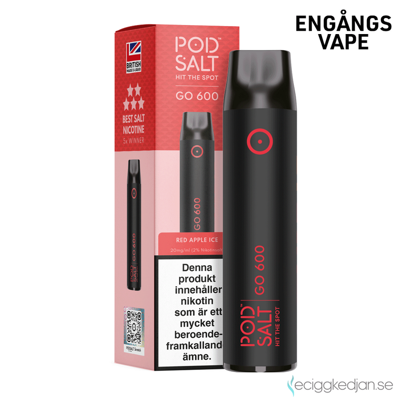 Pod Salt GO 600 | Red Apple Ice | Engångsvape | OBS!! Utgånget Datum