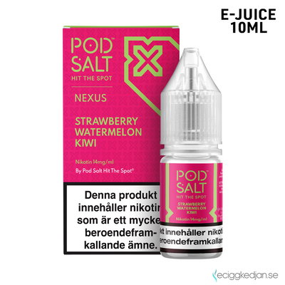 Pod Salt Nexus | Strawberry Watermelon Kiwi | 10ml E-Juice | OBS!! Kort/Utgånget Datum