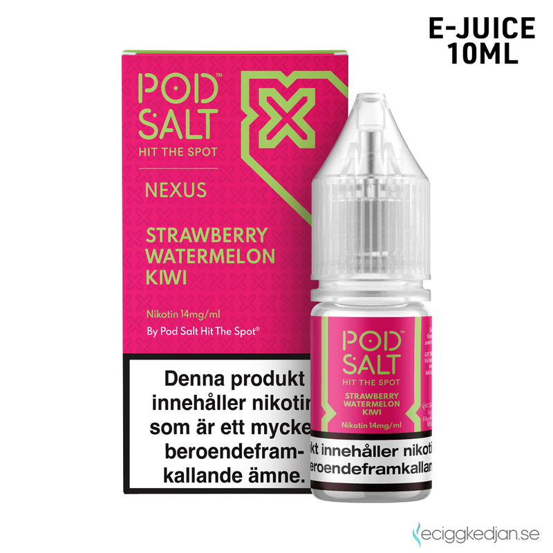 Pod Salt Nexus | Strawberry Watermelon Kiwi | 10ml E-Juice | OBS!! Kort/Utgånget Datum