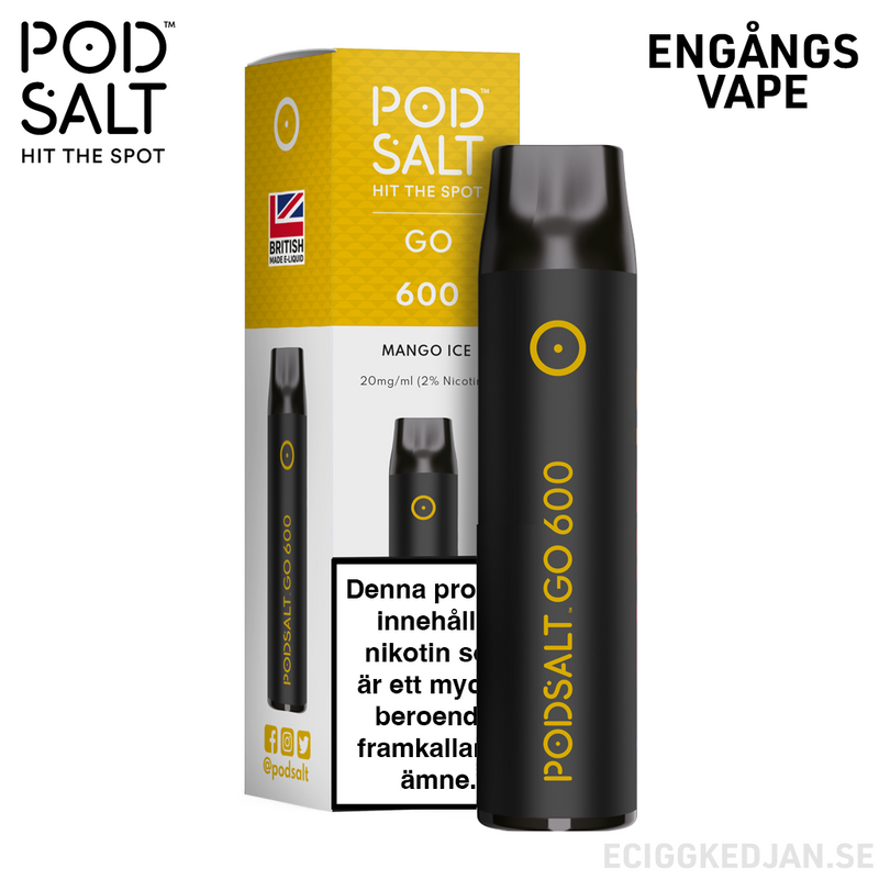 Pod Salt GO 600 | Mango Ice | Engångsvape  | OBS!! Utgånget Datum
