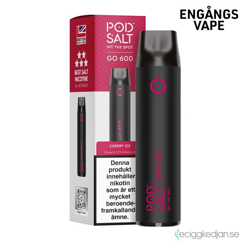 Pod Salt GO 600 | Cherry Ice | Engångsvape | OBS!! Utgånget Datum
