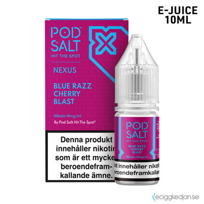 Pod Salt Nexus | Blue Razz Cherry Blast | 10ml E-Juice | OBS!! Kort/Utgånget Datum