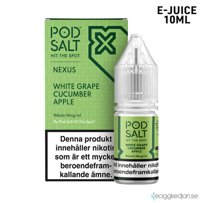 Pod Salt Nexus | White Grape Cucumber Apple | 10ml E-Juice | OBS!! Kort/Utgånget Datum