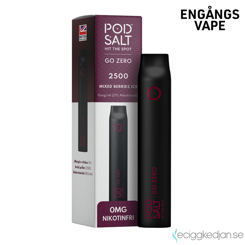Pod Salt Go ZERO 2500 | Mixed Berries Ice | Engångsvape | OBS!! Utgånget Datum