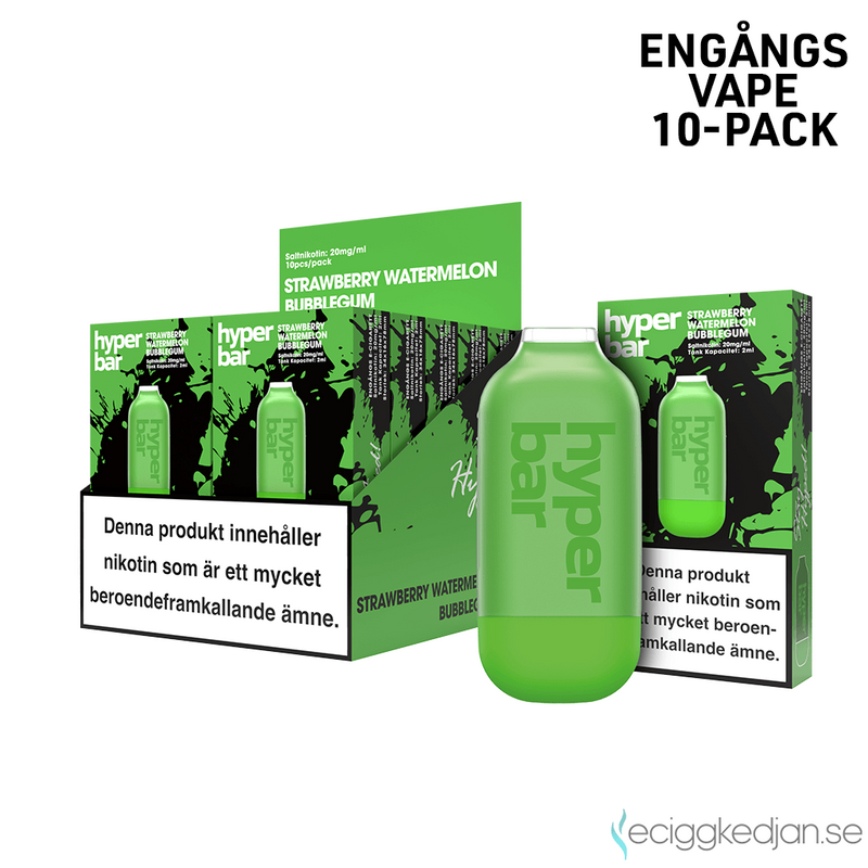 Hyper Bar | Strawberry Watermelon Bubblegum | Engångsvape | 10pack