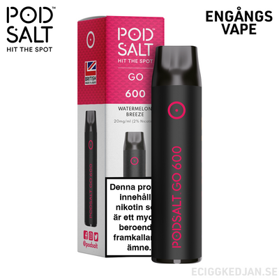 Pod Salt GO 600 | Watermelon Breeze | Engångsvape  | OBS!! Utgånget Datum
