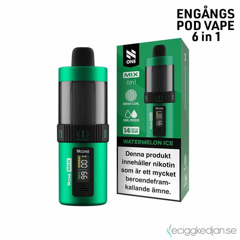 N ONE 6in1 Kit | Watermelon Ice 6*2ml | Engångsvape | 14mg | 1pack